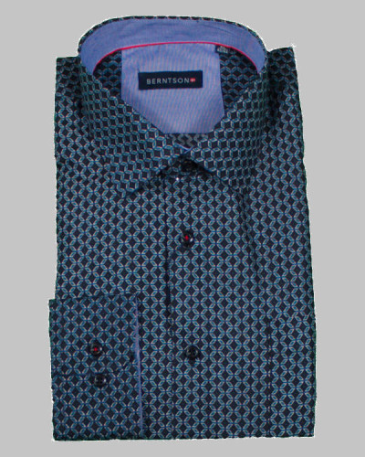 Berntson herre skjorte 9063-415 blå x-mønster