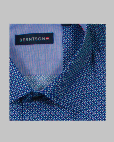 Berntson herre skjorte 9063-72 blå kryds mønster