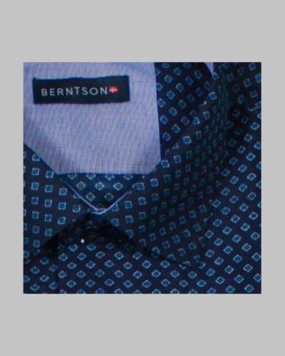 Berntson herre skjorte 9063-405 kongblå mønster