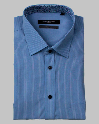 Bosweel herreskjorte lysblaa med striber 2-2315-2-25