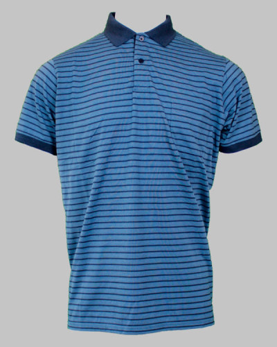 Berntson Polo shirt - lysblå stribe 5549-166-F4